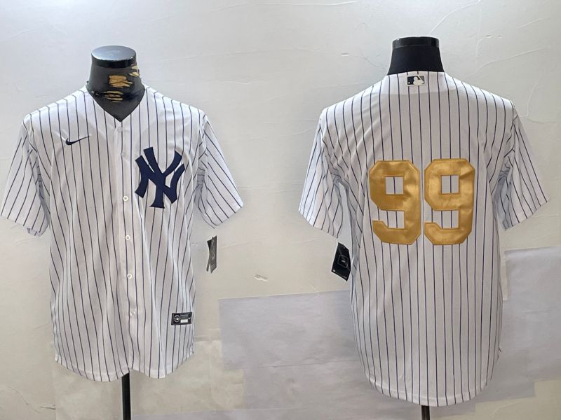 Men New York Yankees 99 Judge White Stripe Fashion Nike 2024 MLB Jersey style 9